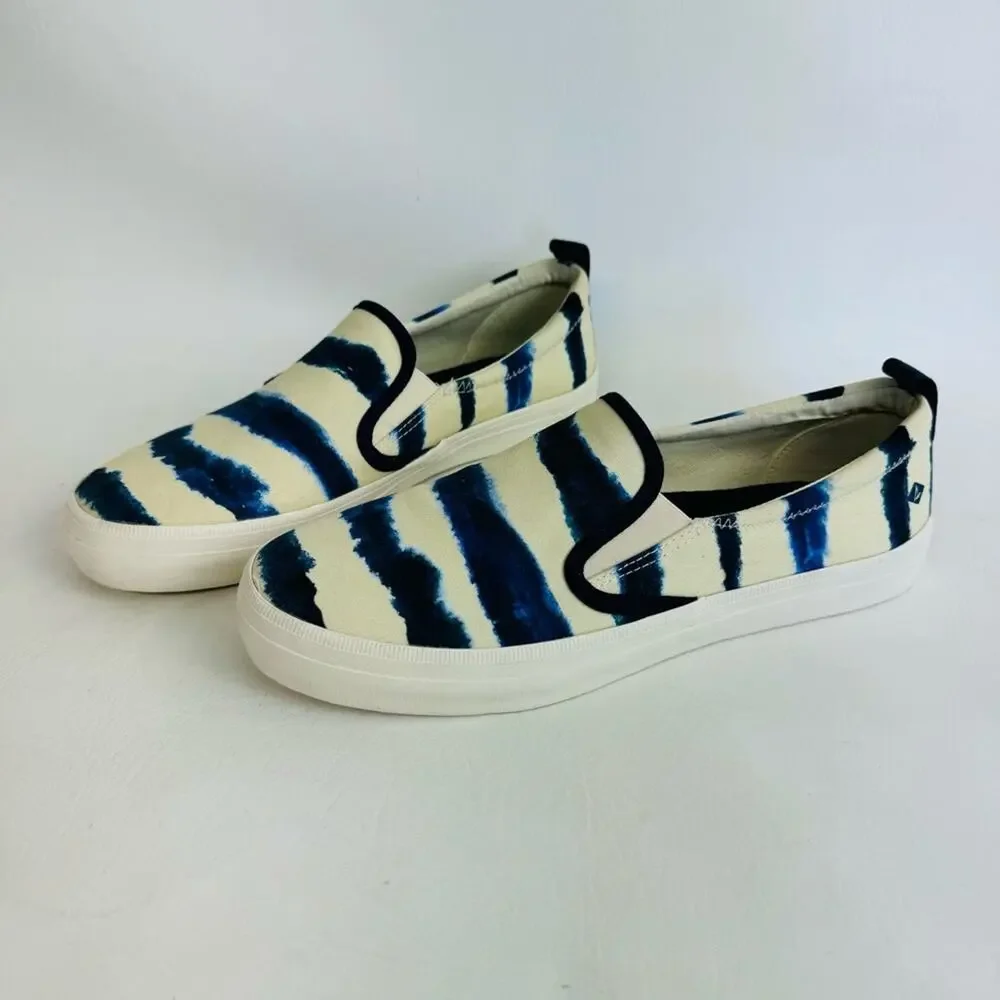 Sperry Top Sider Shoes Sneaker‎ Crest Twin Gore Navy Tie Dye Slip On Size 8.5M